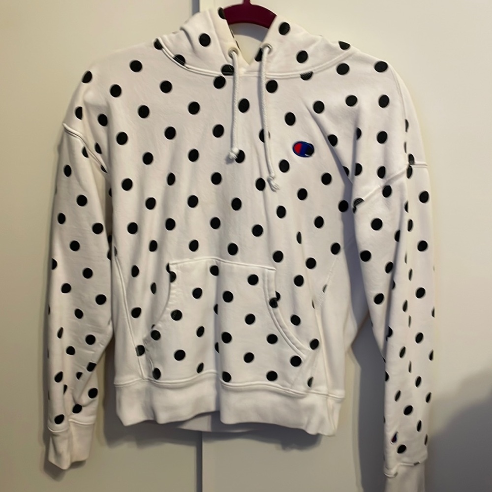Champion white and black polka dots hoodie